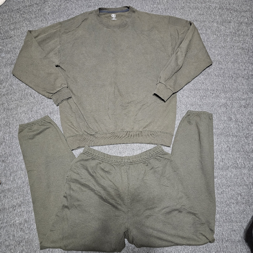 Athletic Works Camo Green/Olive Green Fleece Sweatshirt & Sweatpants Set Large